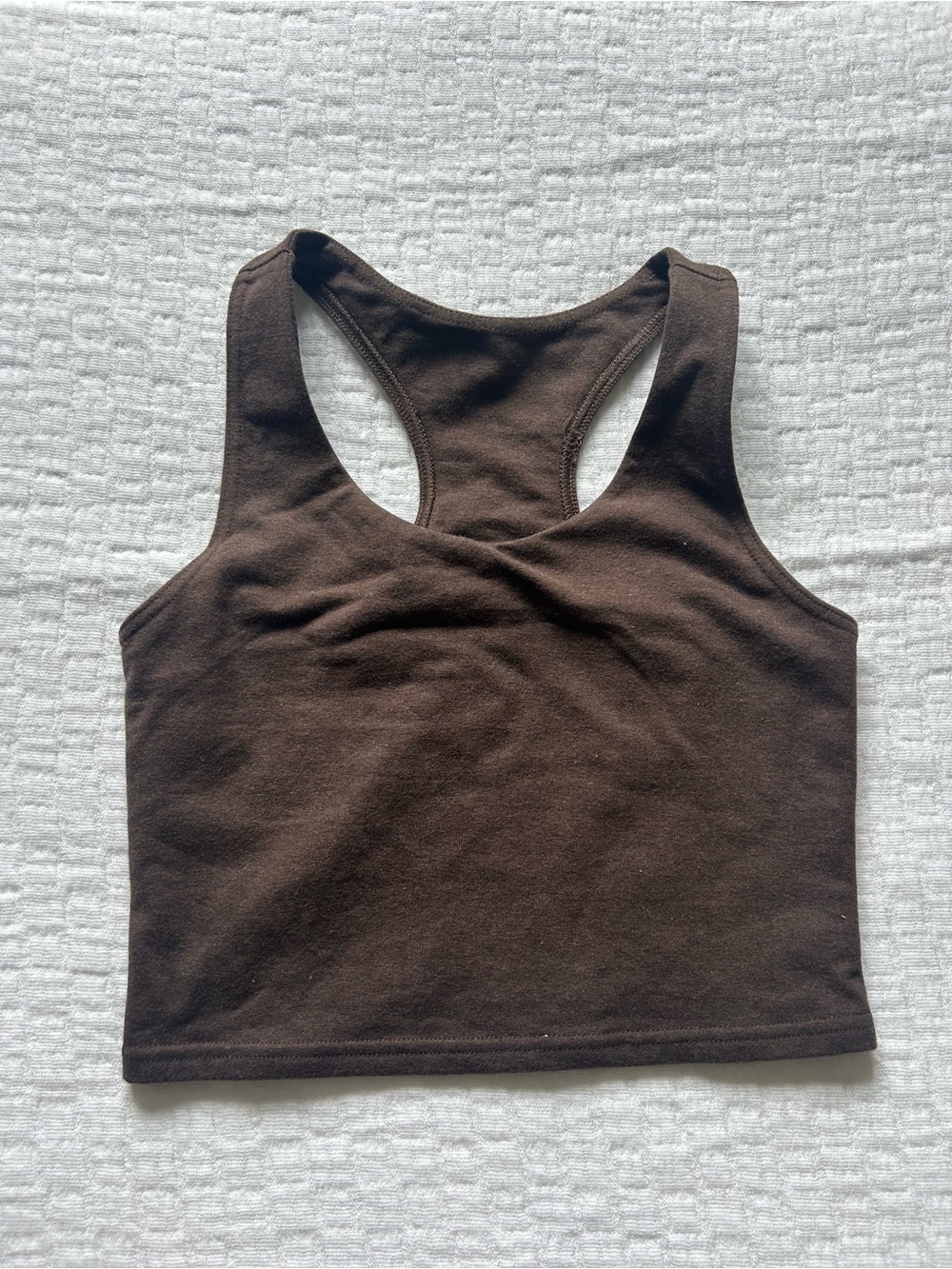 Pact organic cotton brown cropped workout top